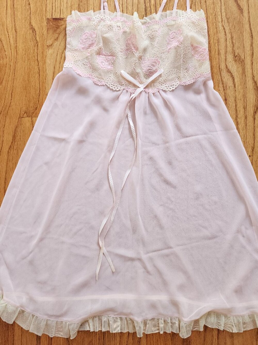 NWOT Posh Floral Lace Sheer Babydoll Nightgown - Size M